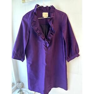 Kate Spade Briella Shift Dress purple ruffled collar dress